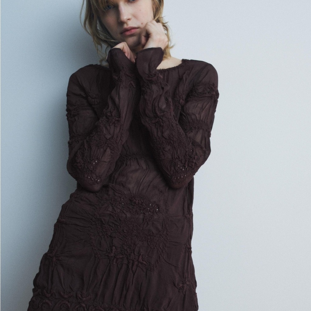 Zara Long Sleeve Top in Deep Brown Chocolate